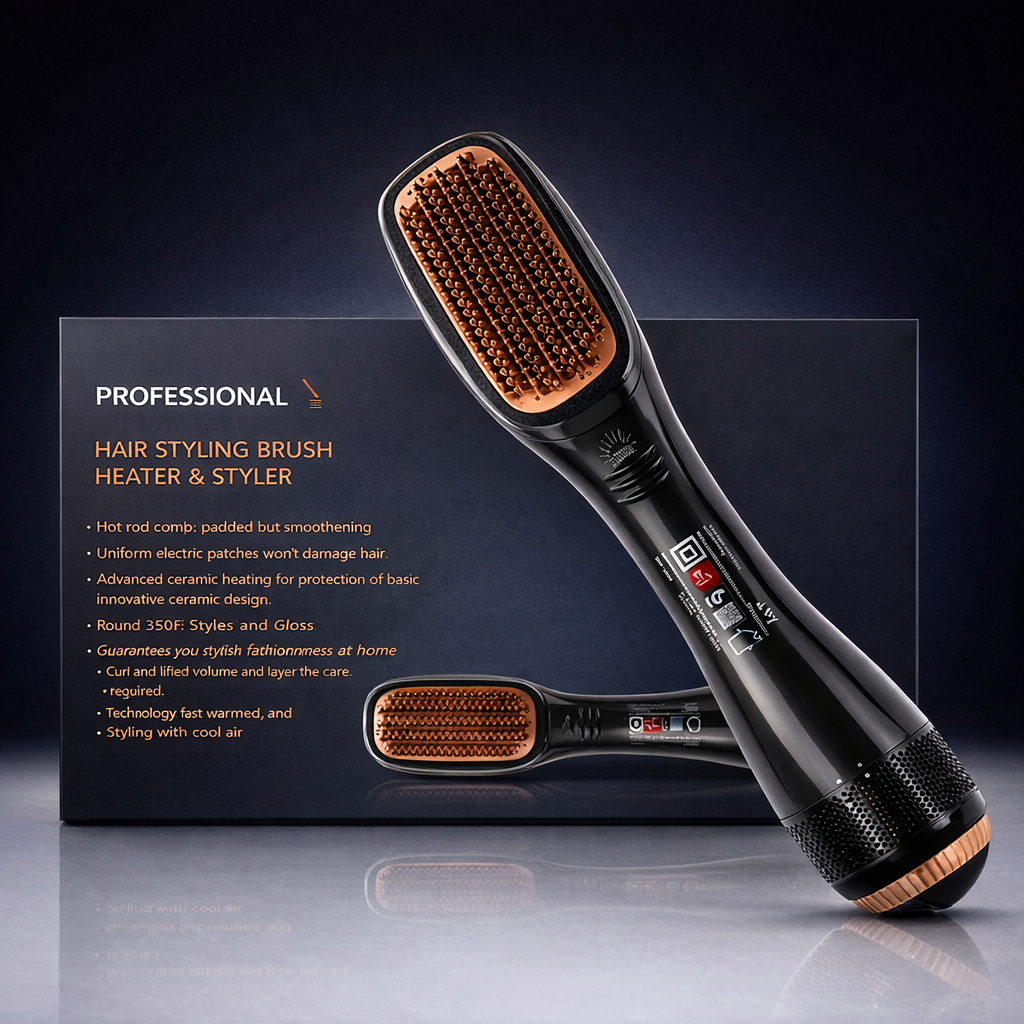 2 in 1 Hair Dryer & Styler Brush 1200W Ionic Hot Air Straightening Comb