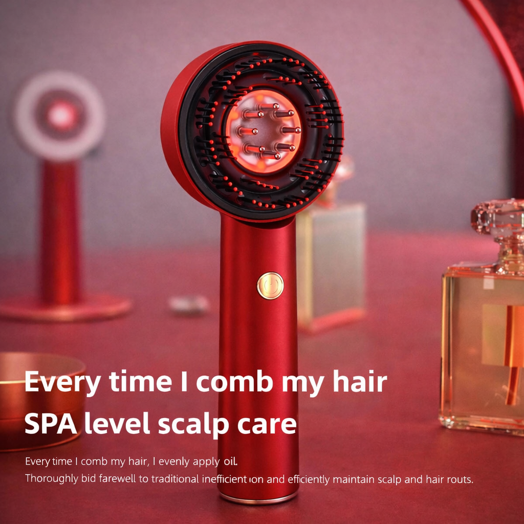 Electric Massage Comb with Red Light – USB Scalp Massager